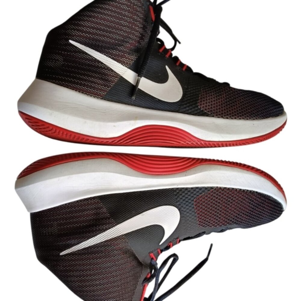 US9.5📌Nike Mens AIR Precision NBK Black White University RED Basketball Shoes